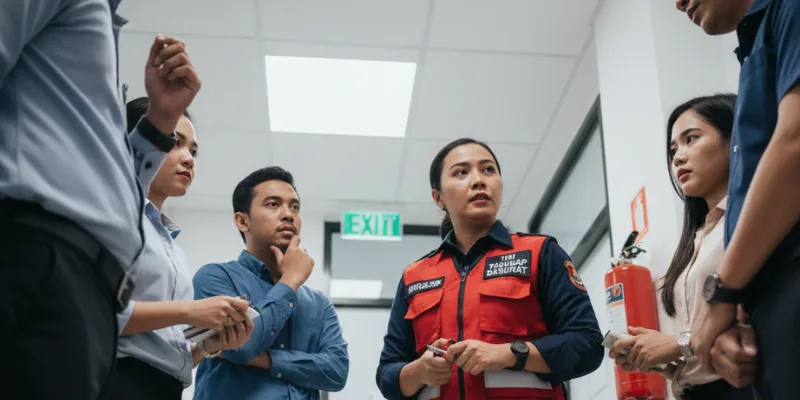 Persiapan tim tanggap kebakaran.
