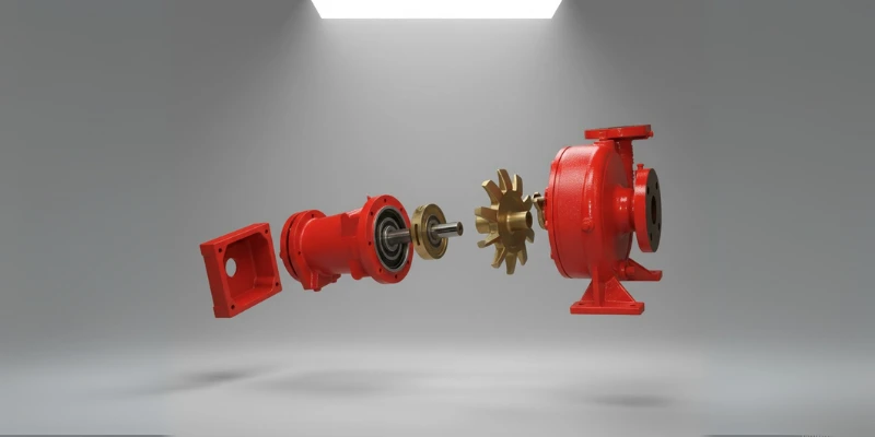 Komponen pompa hydrant pemadam kebakaran.