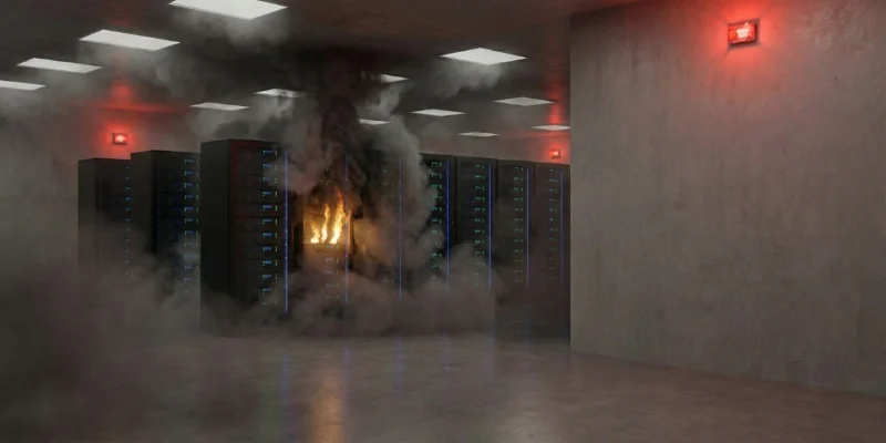 Kebakaran di ruang server.