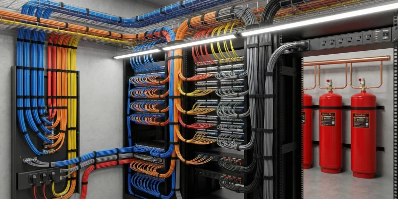 Standar ruang server instalasi kabel.