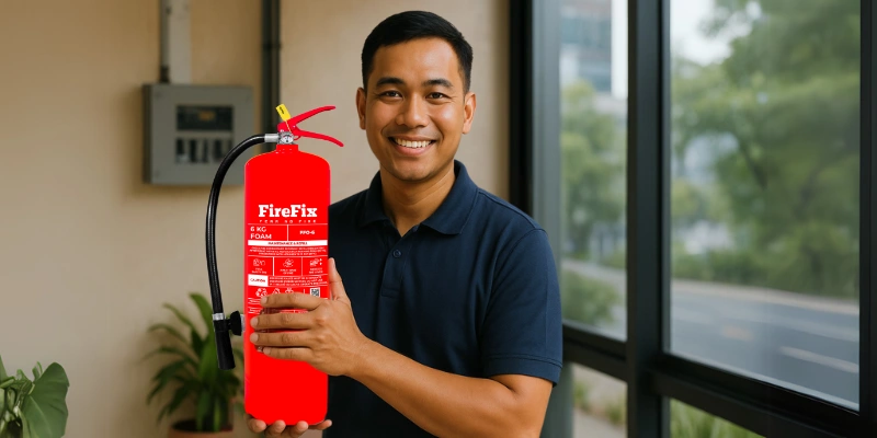 Penggunaan alat pemadam.