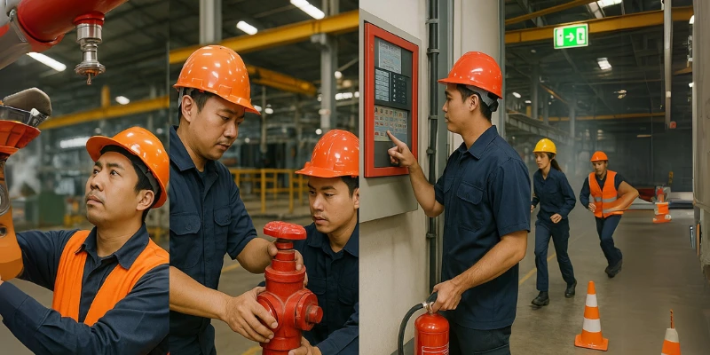 Instalasi sistem pemadam kebakaran untuk industri dan prosesnya.
