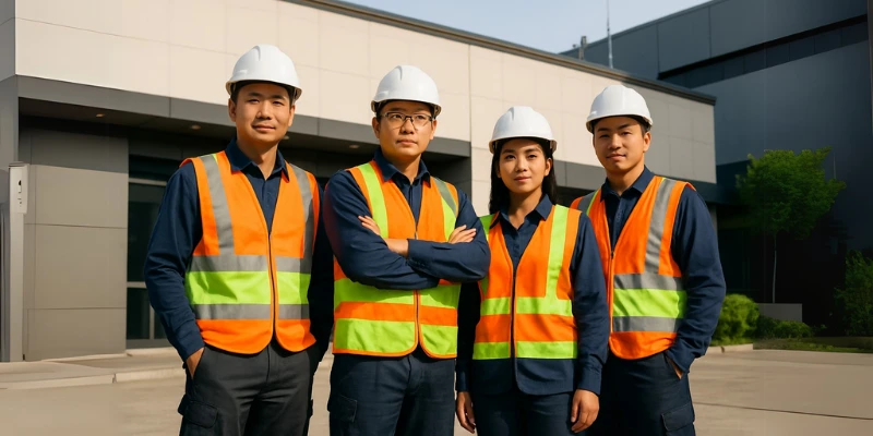 Instalasi sistem pemadam kebakaran untuk industri.