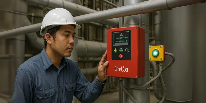 Sistem proteksi kebakaran pada dust collector lengkap.