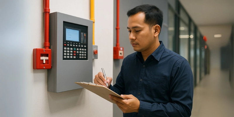 Panel fire alarm gedung.