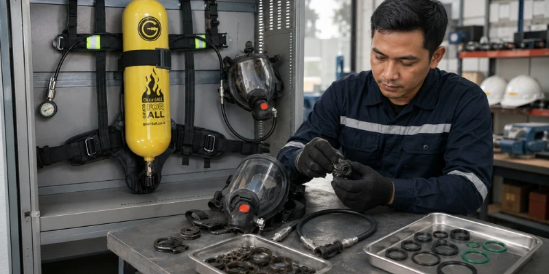 Cara menyimoan dan mengganti komponen SCBA