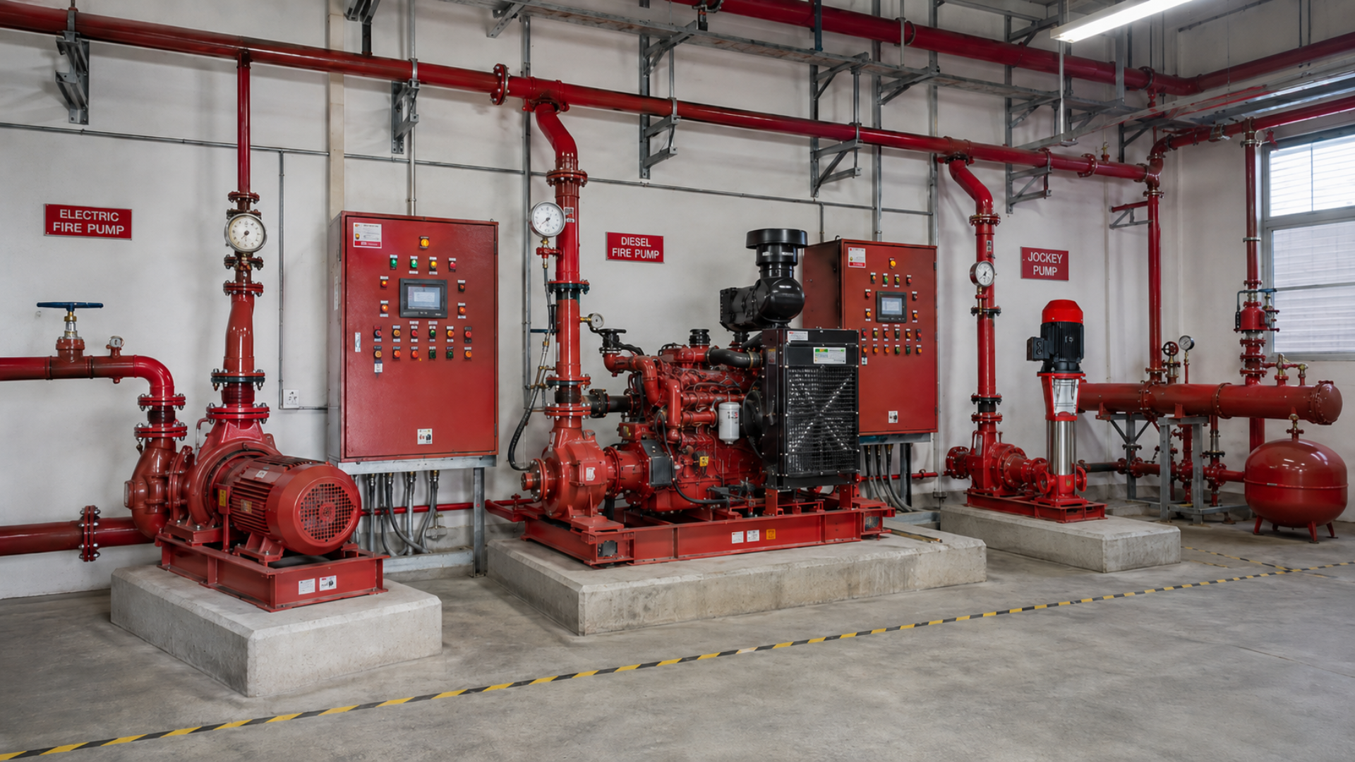 Pompa pemadam kebakaran gedung jenis jockey diesel dan electric.